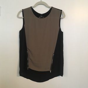 Army Green and Black Zipper Blouse Forever 21 Sm